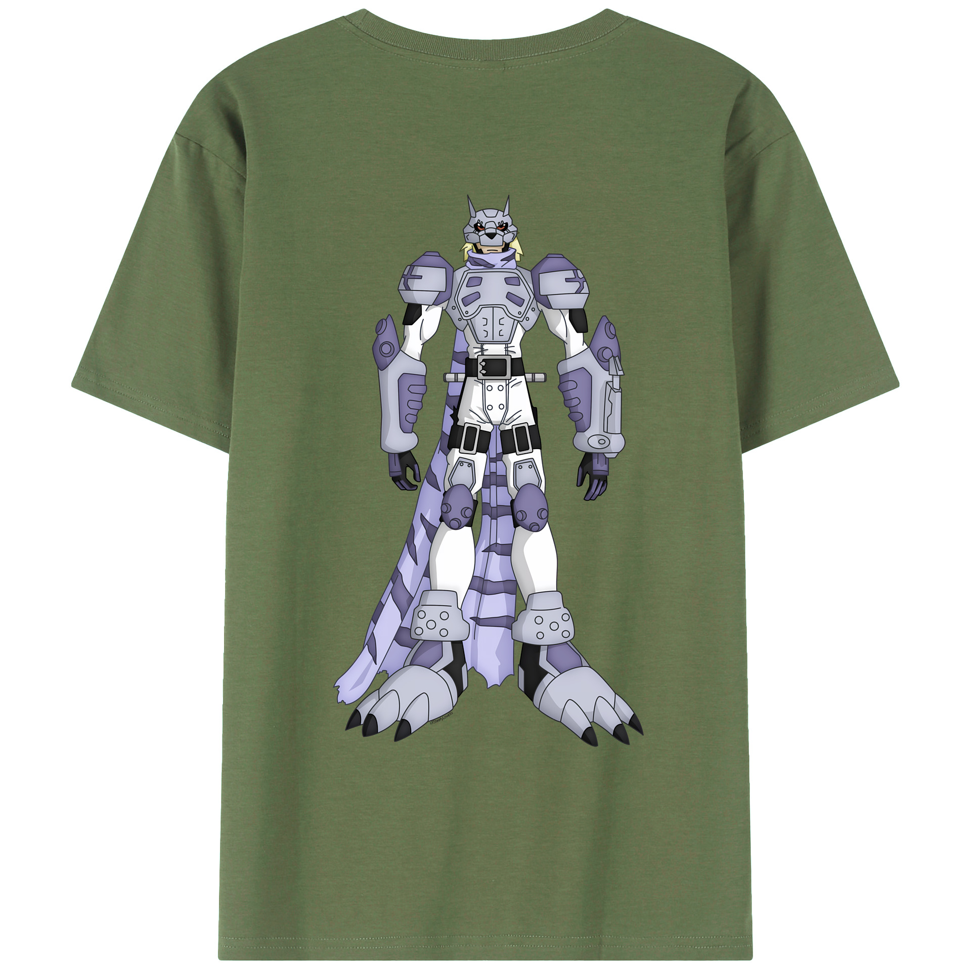 （画像用） Digimon デジタルモンスター/デジモン 綿100％ メンズ半袖Tシャツ（バックプリント） 通気性
